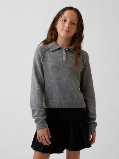 Gap Kids Cashsoft Polo Shirt Sweater In Grey