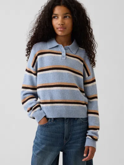Gap Kids Cashsoft Relaxed Polo Shirt Sweater In Gray