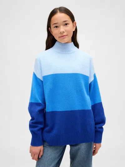Gap Kids Cashsoft Stripe Tunic Sweater In Blue Stripe