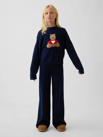 Gap Kids Cashsoft Wide-leg Sweater Pants In Blue