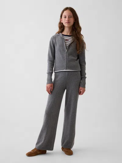 Gap Kids Cashsoft Wide-leg Sweater Pants In Grey