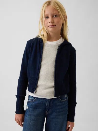Gap Kids Cashsoft Zip Sweater Hoodie In Blue