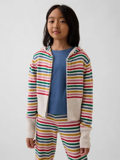 Gap Kids Cashsoft Zip Sweater Hoodie In Rainbow Stripe