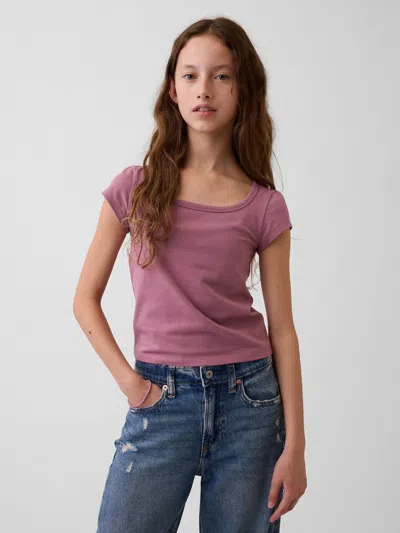 Gap Kids Closeknit Jersey Square-neck T-shirt In Wispy Mauve