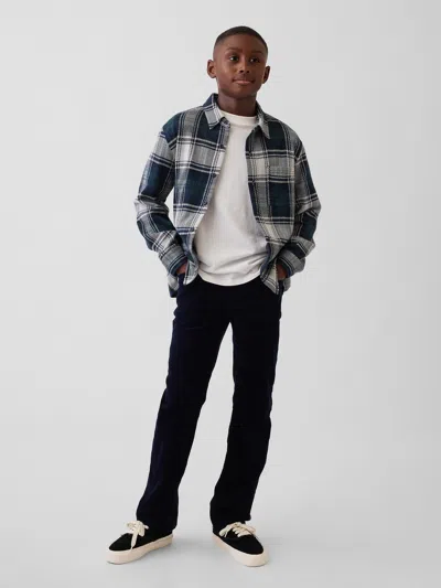 Gap Kids Corduroy Relaxed Straight Pants In Dark Night