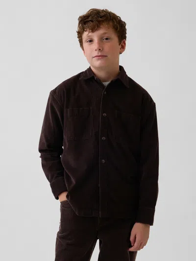 Gap Kids Corduroy Utility Shirt In Terra Brown