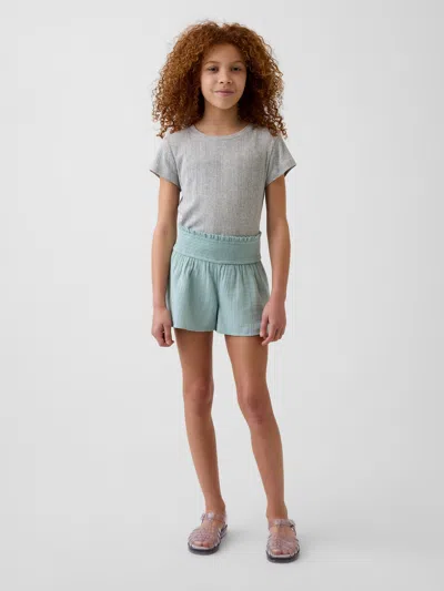 Gap Kids Cotton Gauze Butterfly-hem Shorts In Freshwater Blue