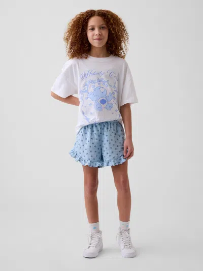 Gap Kids Cotton Gauze Easy Ruffle Shorts In Blue Floral
