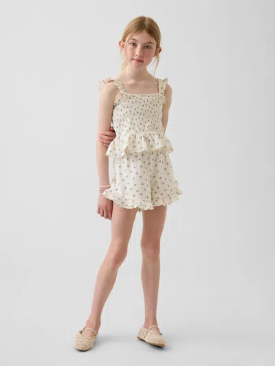 Gap Kids Cotton Gauze Easy Ruffle Shorts In New Off White Floral