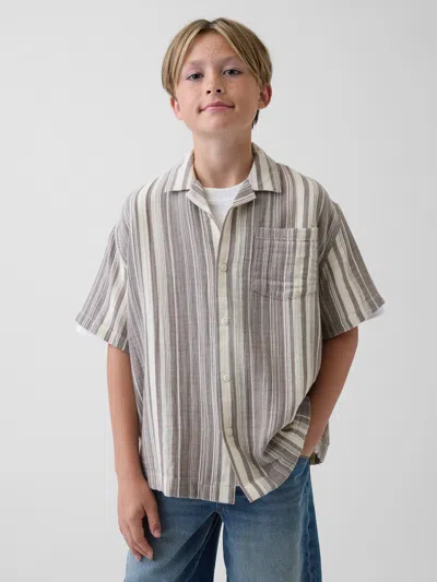 Gap Kids Cotton Gauze Shirt In Black Chino Stripe