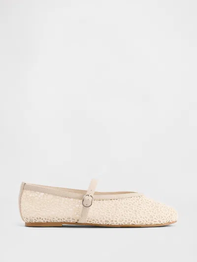 Gap Kids Crochet Mary Jane Flats In Ivory Frost