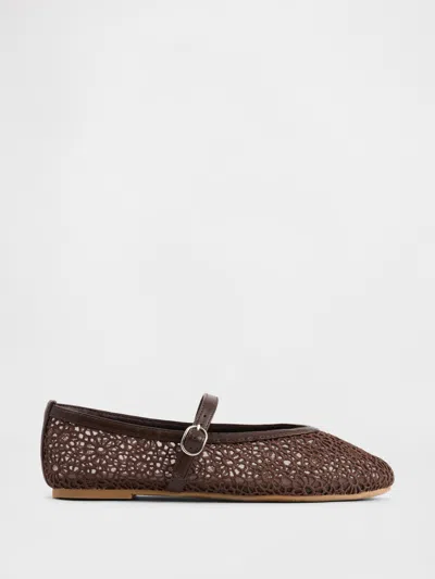 Gap Kids Crochet Mary Jane Flats In Warm Golden Brown