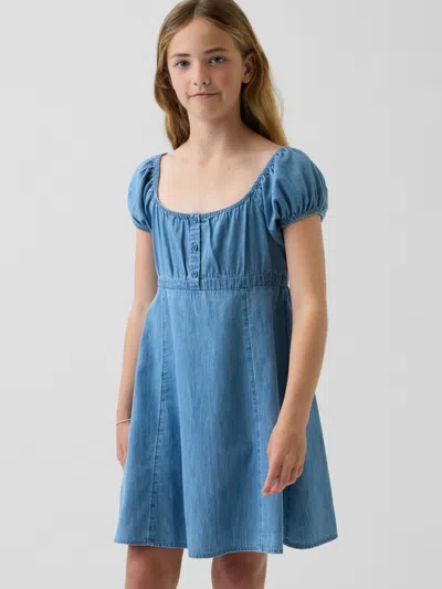 Gap Kids Denim Babydoll Dress In Medium Wash