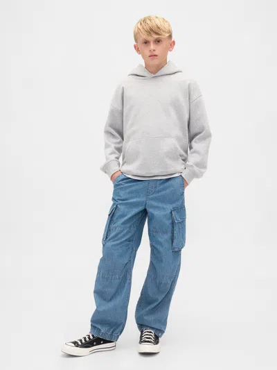 Gap Kids Denim Baggy Cargo Joggers In Medium Wash