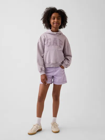 Gap Kids Denim Midi Shorts In Barely Purple