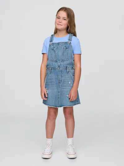 Gap Kids Denim Pinafore Dress In Medium Indigo