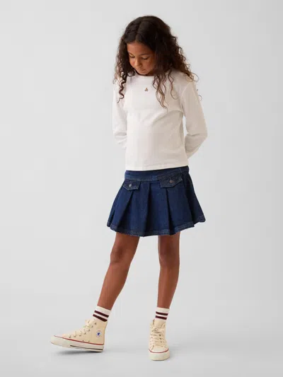 Gap Kids Denim Pleated Mini Skirt In Medium Wash
