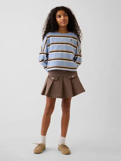 Gap Kids Denim Pleated Mini Skirt In Toasted Almond Brown