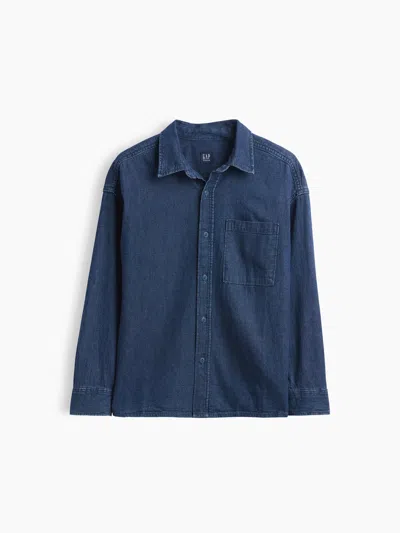 Gap Kids Denim Relaxed Shirt In Blue