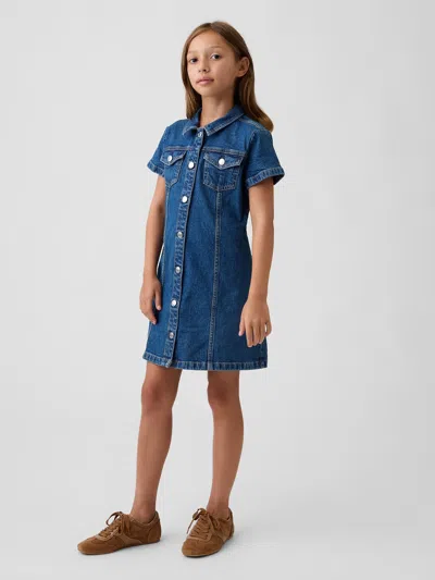 Gap Kids Denim Shirtdress In Medium Wash