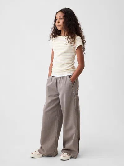 Gap Kids Easy Wide-leg Utility Pants In Toasted Almond Brown