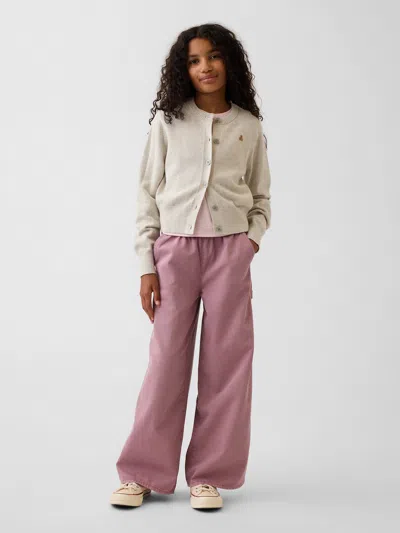 Gap Kids Easy Wide-leg Utility Pants In Wispy Mauve
