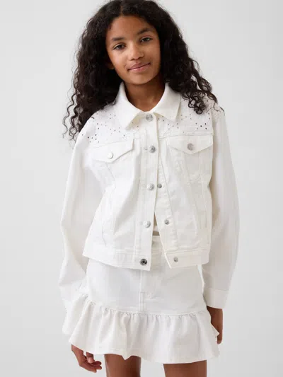 Gap Kids Eyelet Denim Jacket In White Denim