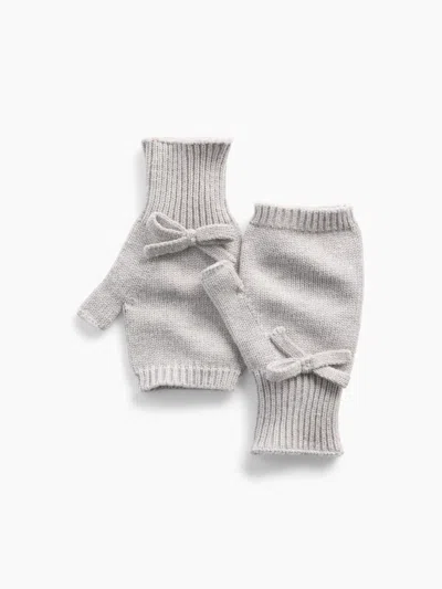 Gap Kids Fingerless Bow Mittens In Light Grey Heather