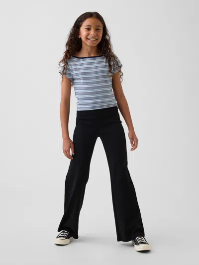 Gap Kids Foldover Flare Leggings In Black
