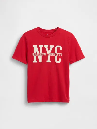 Gap Kids  Nyc Logo T-shirt In Red