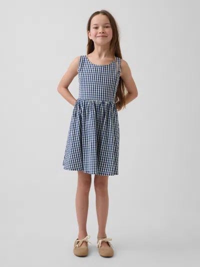 Gap Kids Gingham Denim Dress In Blue Gingham