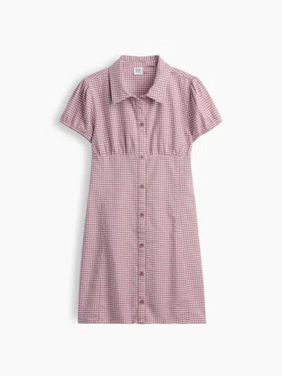 Gap Kids Gingham Shirtdress In Pink Plaid