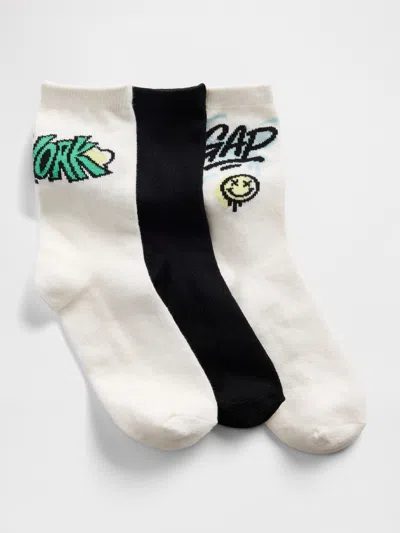 Gap Kids Graphic Logo Crew Socks (3-pack) In Multi
