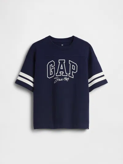 Gap Kids Heavyweight Oversized Logo Seam T-shirt In Navy Uniform