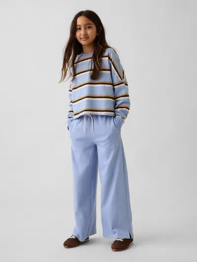Gap Kids Heavyweight Wide-leg Pants In Air Stream Blue