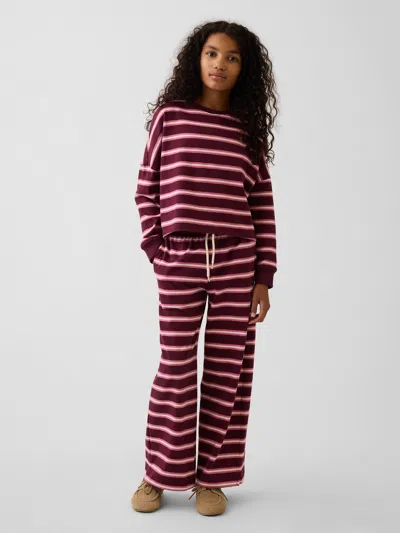 Gap Kids Heavyweight Wide-leg Pants In Pink Stripe
