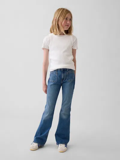 Gap Kids High Rise '70s Flare Jeans In Medium Wash Blue