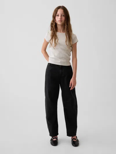 Gap Kids High Rise Barrel Jeans In Black Wash