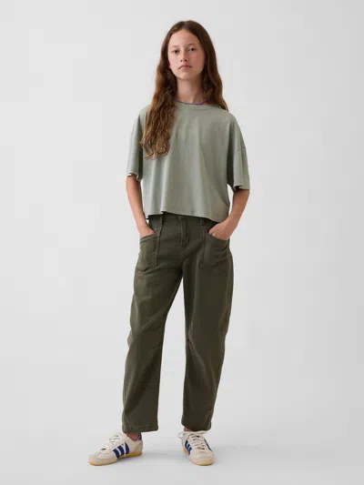 Gap Kids High Rise Barrel Jeans In Tweed Green