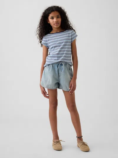 Gap Kids High Rise Denim Easy Shorts In Light Wash