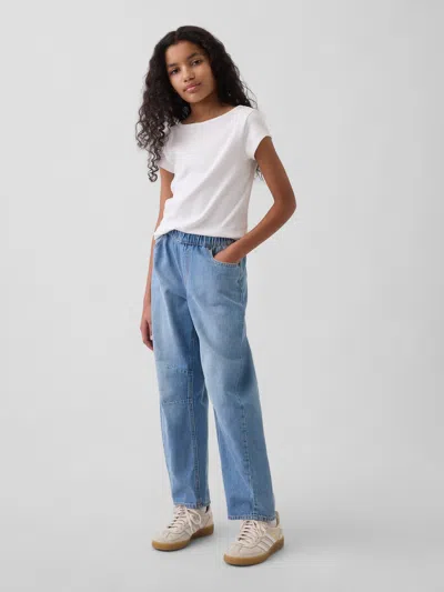 Gap Kids High Rise Easy Barrel Jeans In Medium Wash
