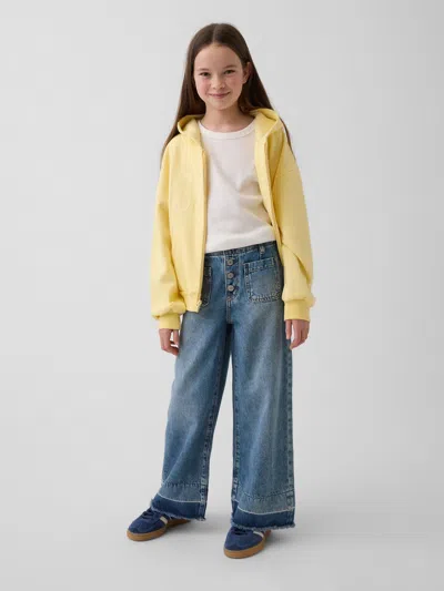 Gap Kids High Rise Stride Wide-leg Ankle Jeans In Medium Wash