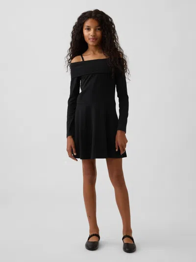 Gap Kids Jersey Off-shoulder Dress In Black