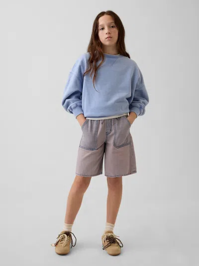 Gap Kids Low Rise Easy Longline Denim Shorts In Barely Purple
