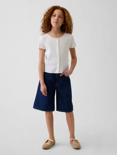 Gap Kids Low Rise Longline Denim Shorts In Dark Rinse
