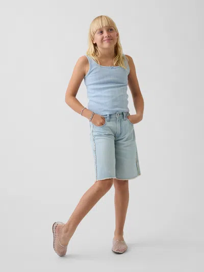 Gap Kids Low Rise Longline Denim Shorts In Lace Light Wash