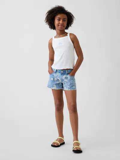 Gap Kids Low Rise Stride Floral Denim Shorts In Floral Print