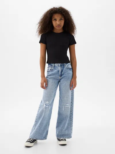 Gap Kids Low Rise Stride Wide-leg Jeans In Light Faded Wash