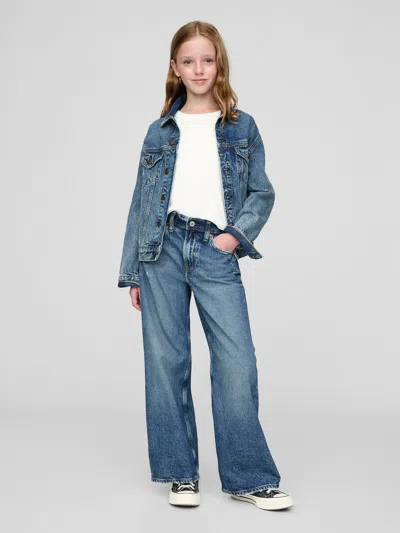 Gap Kids Low Rise Stride Wide-leg Jeans In Medium Blue Wash