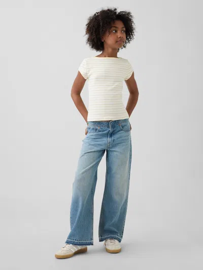 Gap Kids Low Rise Stride Wide-leg Jeans In Medium Wash